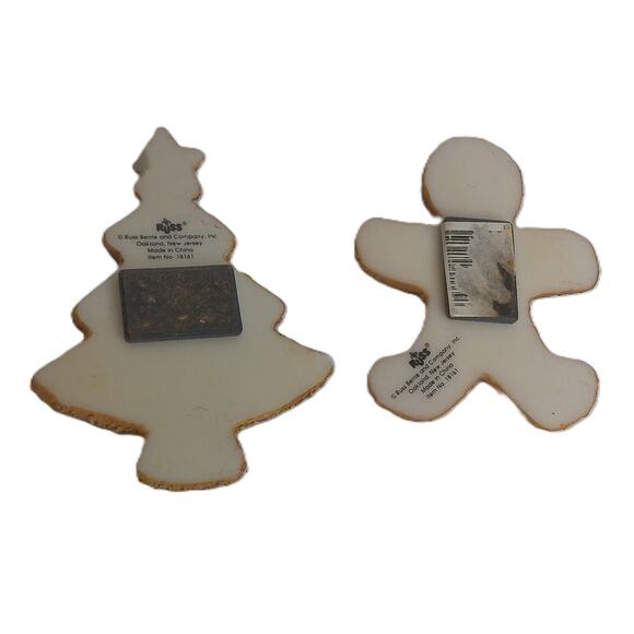 Vintage Russ Christmas Sugar Cookie Gingerbread Recipe Magnet Set of 2 - Picture 2 of 6